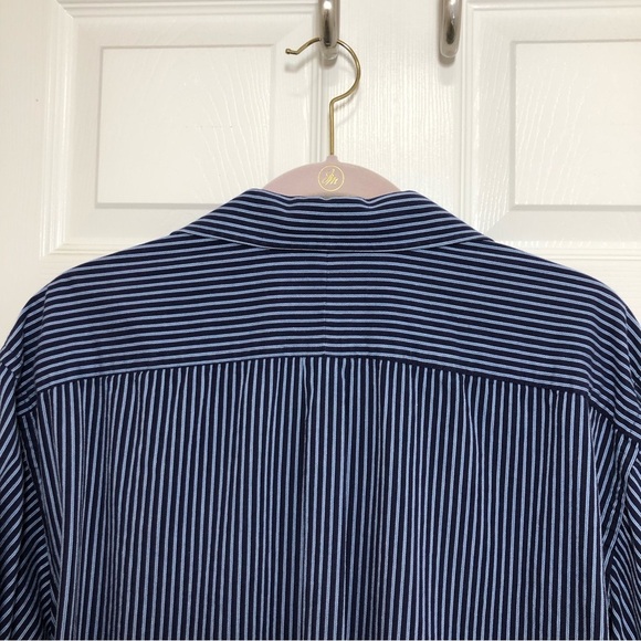 Michael Kors Cotton Blue Stripe Long Sleeve Button Up Dress Shirt 7 1/2 34/35 XL - Picture 8 of 12